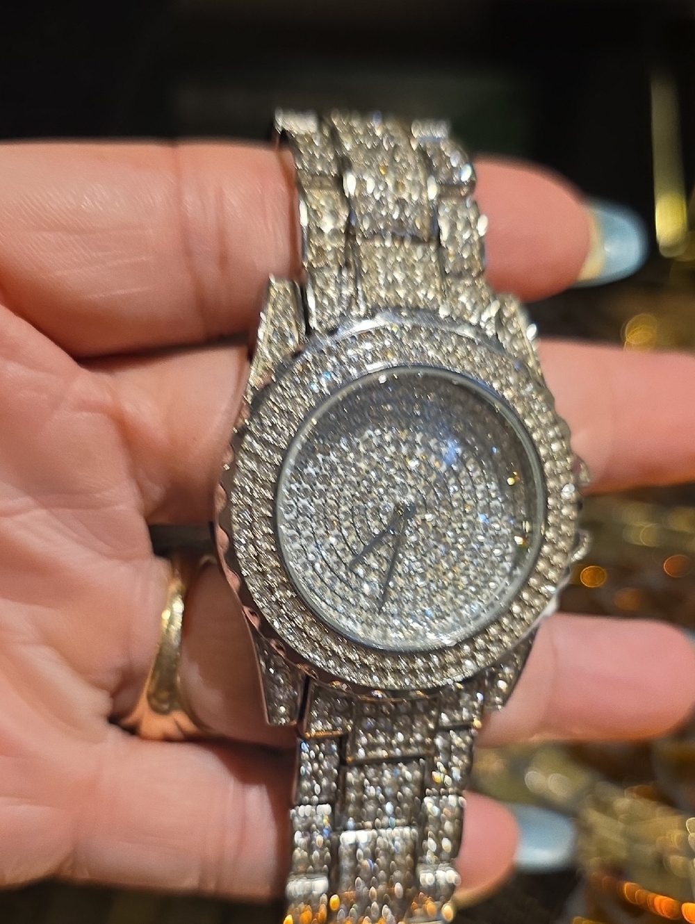 NaNa Silver Crystal Pavé Men’s Watch